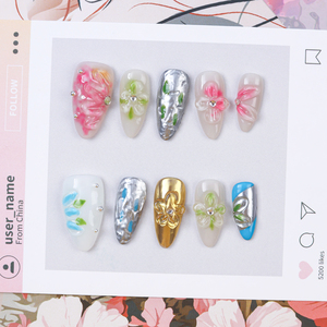 Venta al por Mayor <span class=keywords><strong>de</strong></span> 10 <span class=keywords><strong>Uñas</strong></span> Postizas Acrílicas Pintadas a Mano, Diseño Personalizado <span class=keywords><strong>de</strong></span> Lujo, Hechas a Mano - Product Image 4