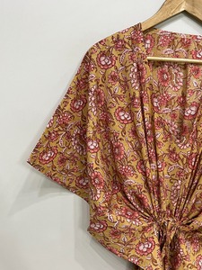 Kaftan court en soie pure, taille unique, ample et confortable pour toutes les tailles, environ 47 pouces, fournisseur d'Inde - Product Image 3