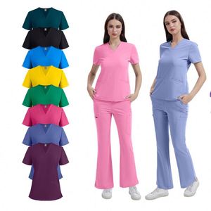 Hot Sale Custom Logo Soft Women's Hospital Surgical Scrubs Spandex Polyester Rayon Surgery Nurse <b>Doctor</b> Scrub <b>Set</b> - Product Image 1