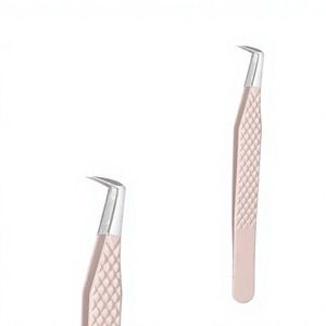 Pinzas Curvas de Acero Inoxidable para Cejas, con Recubrimiento Color Durazno Claro, Mango Cómodo, Estilo Moderno, Punta Puntiaguda para Maquillaje - Product Image 6