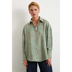 Chemise Javanez à imprimé léopard pour femme, popeline décontractée, boutonnée, fuchsia - Product Image 4