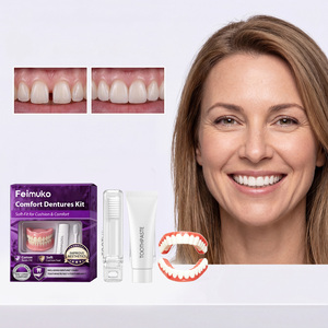 Ensemble complet de prothèses dentaires naturelles supérieures et inférieures en silicone, fausses dents, appareil dentaire confortable, sourire instantané et confiant, kit d'hygiène buccale - Product Image 3
