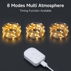 Guirnalda de Luces LED Recargables con Batería, 8 Modos, Temporizador, Portátiles, para Interiores, Jardín, Bodas, Festivales, Decorativas, con Cable de Cobre - Product Image 3
