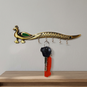 Vintage Metal Peacock <b>Wall</b> Hook <b>Key</b> <b>Holder</b> with 5 Hooks Animal Pattern Decorative Storage Rack <b>for</b> <b>Keys</b> and Sundries - Product Image 6