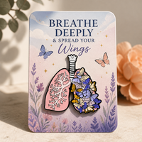 Vente en gros personnalisé gratuit conception unique logo fleurs dans les poumons métal dur émail doux personnalisé épinglette épingles à chapeau