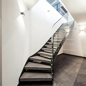 Escalier droit flottant moderne pour intérieur, avec rampe métallique et marches en bois, idéal pour cuisine, <span class=keywords><strong>salle</strong></span> de bain, villa de luxe, duplex, maison durable - Product Image 1