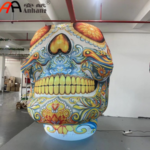 Gigantesca Teschio di Zucchero Gonfiabile da 3m con Motivo Floreale Colorato per Halloween, Eventi <span class=keywords><strong>del</strong></span> <span class=keywords><strong>Giorno</strong></span> dei Morti, Parate, Pubblicità e Decorazioni - Product Image 2