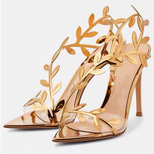 Metal Trendy Fashion Rose Gold Sole Sandals 2025 New Arrival <b>Shoes</b> Woman Heels for Women - Product Image 1