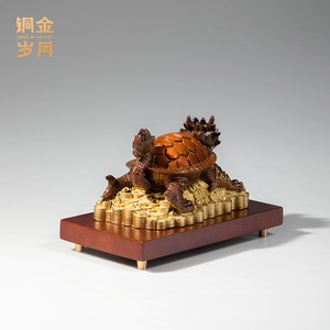 Ornement en laiton de tortue dragon, décoration Feng Shui en cuivre pour la richesse, pour salon, bureau, bureau, cadeau du nouvel an chinois - Product Image 5