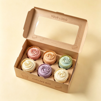 Boîte en papier kraft transparente en vrac avec fond à clipser, en carton alimentaire, support pour six gobelets, pour pâtisserie, idéale pour les boutiques de cupcakes