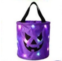 Sac de rangement mignon pour bonbons et accessoires de décoration d'Halloween classique de la marque GALA, avec panier lumineux LED portable