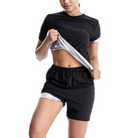Conjunto Deportivo de Shorts de Poliéster de Alta Calidad, Ropa Deportiva Personalizada para Fitness, Conjunto de Shorts de Sauna para Mujer para Moldear el Cuerpo