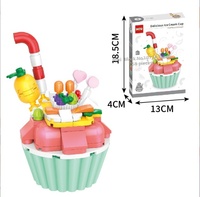 Ensemble de blocs de construction à petites particules, modèle de tasse à crème glacée, jouet miniature, échelle 1:8, ensemble de 40 tasses à dessert, boîte cadeau, puzzle