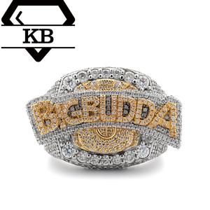 Custom Luxury Hip Hop ring 925 Sterling Silver Hand Set Full Moissanite Diamond Iced Out championship Men Rings