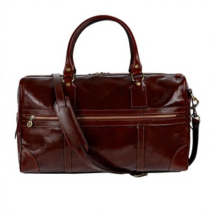 Sac de voyage vintage en cuir marron grande capacité, sac de week-end, bagage à main pour hommes - Product Image 5