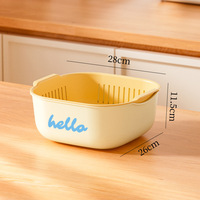 Corbeille à fruits double couche en plastique PP, égouttoir à légumes, bol de rangement et plateau de lavage pour cuisine