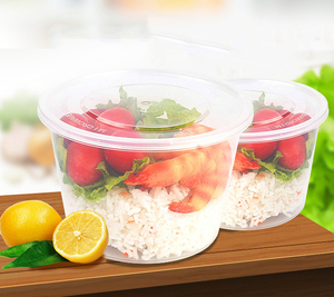 Emballage à emporter Oem odm, 50 pièces, emballage en plastique jetable micro-ondable, contenant alimentaire rond étanche avec couvercle - Product Image 5