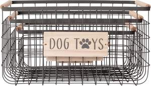 Paniers de rangement de jouets pour chiens en métal en forme de cercle avec poignée en <span class=keywords><strong>bois</strong></span> pour animaux de compagnie - Product Image 6