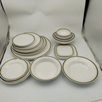 Ensemble de vaisselle en mélamine ronde durable, assiettes réutilisables et écologiques de haute qualité, bols sans BPA avec motif personnalisable