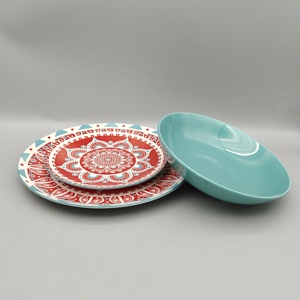 <span class=keywords><strong>Vaisselle</strong></span> en grès de style bohème avec imprimé mandala rouge et bol <span class=keywords><strong>turquoise</strong></span> uni - Product Image 5