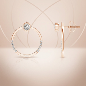 Boucles d'oreilles pendantes rondes avec diamants de laboratoire et accents pavés en or 10K, 14K, 18K et argent sterling 925, 935 - Product Image 1