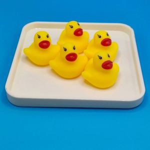 Customized Logo 3.7*3.0*.3.7cm Plastic Yellow Duck Pinch Call <b>Bath</b> Sound Swimming Pool & Bathroom Water Playing Toy Wholesale - Product Image 1