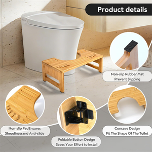 Tabouret de toilette pliable <span class=keywords><strong>en</strong></span> bambou à prix abordable, marchepied <span class=keywords><strong>en</strong></span> <span class=keywords><strong>bois</strong></span> pour enfants pour une meilleure posture à la toilette - Product Image 2