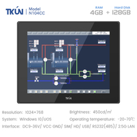 10.4 Inch Vesa/Desktop Alles-In-Één Capacitieve Touchscreen Industriële Computer N104cc Tkun Rs232/Rs485/Usb/Lan/Gpio Gebruikt Ssd Hard