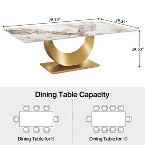 Tribesigns Ultra Modern Dining <strong>Tables</strong> European Style Luxury White Sintered Stone Rectangular Dining <strong>Table</strong> - Product Image 6