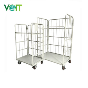 500KG लोड हो रहा है 4 पहिया स्टील Foldable भंडारण तार जाल फूस रोल पिंजरे ट्राली - Product Image 3