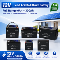 Batterie LiFePO4 12,8 V 6 Ah-300 Ah, remplacement de batterie au plomb-acide, batterie au lithium avec BMS intégré 4S4P pour camping-car, solaire, marine, et alimentation de secours domestique