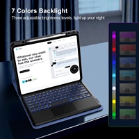 Clavier sans fil rétroéclairé 7 couleurs avec pavé tactile détachable MoKo, étui pour clavier intelligent pour iPad Pro 13 pouces, étui 2024