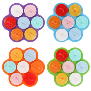 Silicone Popsicle Molds 7 Cavity Ice Cream Mold <b>Set</b> For <b>Kids</b> DIY Frozen Treats Colorful Flexible Mold With Lid - Product Image 4