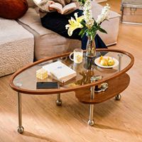Table basse moderne de luxe durable en métal, bois et verre pour salon, hôtel, bureau, villa, café