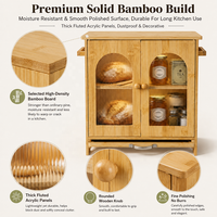 Boîte de Rangement et de Fermentation à 2 Niveaux en Bambou Naturel Multifonctionnelle avec Poignée Latérale et Planche à Découper, Conteneur Alimentaire pour Plan de Travail de Cuisine