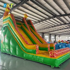 commercial adult kids water slide with pool bouncy jump castle 16ft one lanes inflatable dry slide for sale