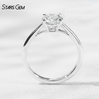 Anillo Solitario Clásico Unisex Starsgem de Oro Sólido de 10K con Baño de Rodio, Diamante Cultivado en Laboratorio de 0.5-1.0ct, Color DEF, Corte Brillante, Claridad VS