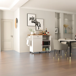45.5 "rộng lăn nhà bếp giỏ hàng với gỗ Top & mở rộng không gian nhà bếp đảo và xe di động thiết kế tủ hoặc tủ - Product Image 2