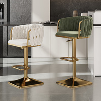 Tabourets de bar modernes en gros, tabourets de bar de luxe à base carrée dorée moderne, tabourets de luxe, chaises de bar, cuisine de luxe