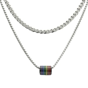 Yunnique Collier pendentif arc-en-ciel en acier inoxydable pour homme, bijoux de mode géométriques ronds, fabriqué à Dongguan 280654 - Product Image 4