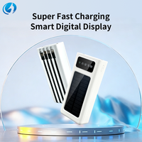 Banque d'alimentation solaire rechargeable 4-en-1 de haute qualité 20000 mAh avec lampe torche et câble USB intégré