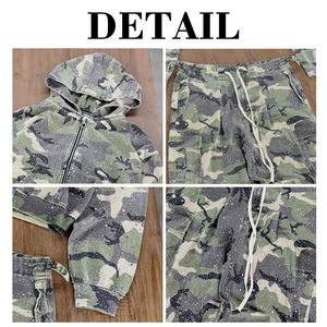 Conjunto de Sudadera con Capucha y Cremallera para Hombre KIingSen, Invierno, Transpirable, 400gsm, Algodón Terry, Estampado Digital con Personajes, Camuflaje, Pedrería - Product Image 6