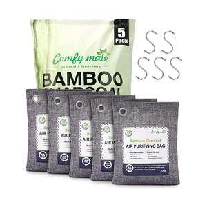 LEGREEN Bamboo Charcoal Air Purifying Bags with Hooks Charcoal Bags Odor Absorber for Home