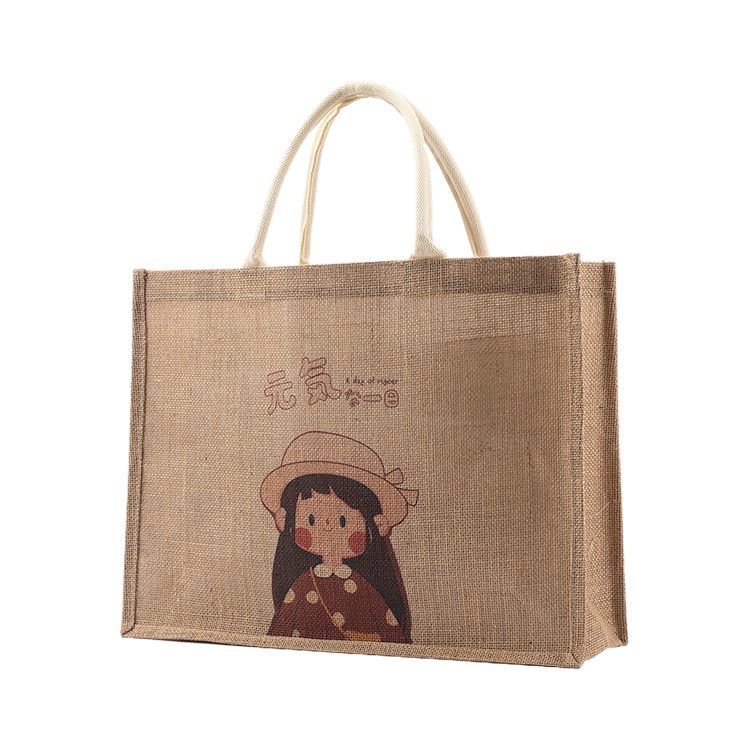 Eco Friendly Customized Logo Jute Bag Plain Burlap Bags Reusable Jute Shopping Tote Beach Bag