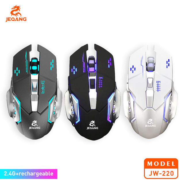 Jeqang JW-220 6D 2.4Ghz Wireless Optical Tracking Programmable Gaming Mouse RGB Backlit for Computer Laptops
