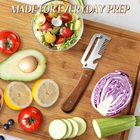2-in-1 multifunctionele houten handgreep schilmesje, aardappelsnijder, flesopener, pompoen- en courgetteschiller, fruit schilmesje, keukengereedschap, 2-delige set