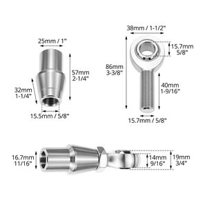 Kit Giunti Sferici Heim 5/8 Pollici, Giunti Sferici Heim in Cromoly Resistenti con Filettatura Destra e Sinistra 0.625, Giunto da 1/2, 3/8, 5/8, 3/4, 7/8, 1, 1/4 Pollici - Product Image 2