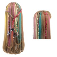 Perruque postiche droite à clipser pour femme, avec mèches, design tressé monobloc, clip unique à accrocher à l'oreille, en fibre haute température, densité 200%