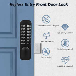 Cerradura de Puerta Personalizada, Mecánica, sin Llave, para Entrada Principal, de Aleación de <span class=keywords><strong>Zinc</strong></span>, Digital, para Puerta de Vidrio Exterior, con Teclado de 14 Botones - Product Image 3