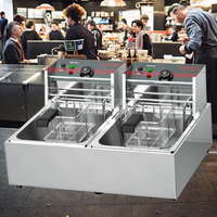 Freidora Eléctrica Comercial de 10L+10L para Uso Doméstico, Restaurantes de Comida Rápida, para Papas Fritas, Pollo Frito, para Hoteles